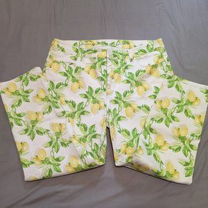 Talbots Lemon Print Signature Crop Pants Size 14